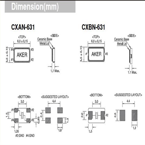 AKER晶振,贴片晶振,CXAN-631晶振,网络晶振