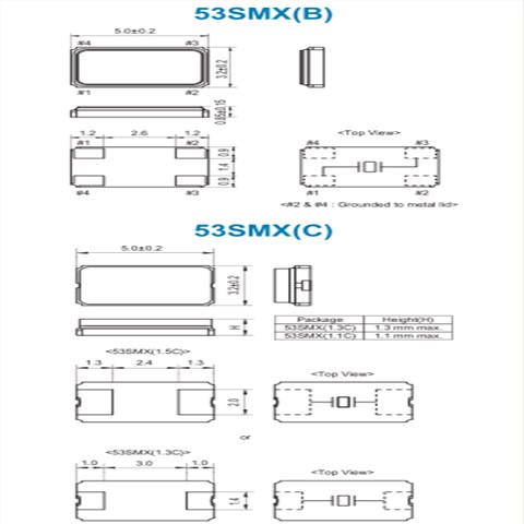 SMI晶振,贴片晶振,53SMX(B)晶振,5032石英晶体