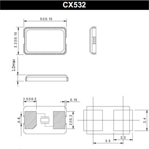 CX532 CX532Z-A2B3C5-70-14.7456D18 14.7456MHz 30PPM 5032