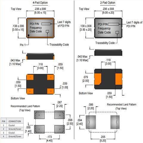 C6-12000X-F-A-C-D-20-2-X,6035mm,12MHZ,Wi2wi两脚晶振